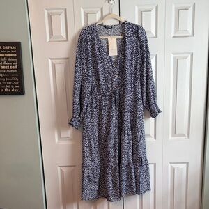 BloomChic NWT Blue Floral Tiered Maxi Dress